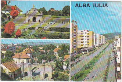 CP circulata 1977,Alba Iulia,colaj foto