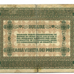 ITALIA BANCNOTA 2 LIRE VENETIA 1918 STARE BUNA