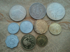 Lot 10 monede Seychelles, necirculate si circulate, 100 roni lotul foto