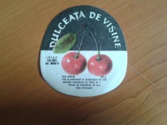 Vintage-eticheta produse alimentare-DULCEATA DE VISINE-RAR foto