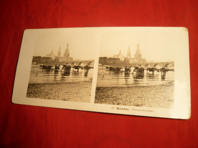 Fotografie dubla -Herghelie cai in apa -Dresda 1903 foto