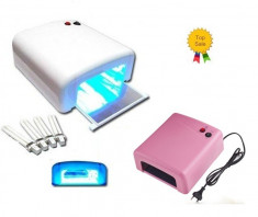 Lampa UV 36W 4 neoane 9w temporizator 2 min +++CADOU 3 GELURI UV pentru o manichiura perfecta unghii false gel UV foto
