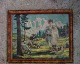 Goblen tablou. ciobanas cu oi