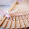 Evantai din bambus accesoriat cu o fundita- marturii nunta/ botez