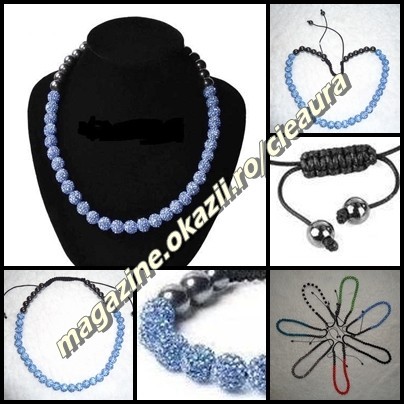 COLIER 30 PIETRE CRISTALE SWAROVSKI BLEU LIGHT SAPPHIRE SHAMBALLA SAMBALA  SHAMBALA SAMBALLA CHAMBALA 14 HEMATITE MAGNETI FASHION MEDICINAL | Okazii.ro