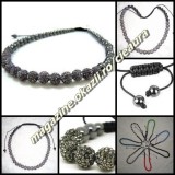 COLIER 30 CRISTALE SWAROVSKI GRI BLACK DIAMOND SHAMBALLA 14 HEMATITE