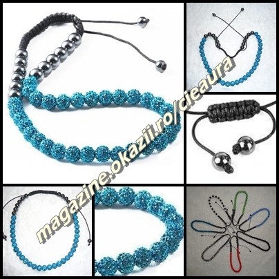 COLIER 30 PIETRE CRISTALE SWAROVSKI BLUE ZIRCON TURCOAZ SHAMBALLA SAMBALA SHAMBALA SAMBALLA CHAMBALA 14 HEMATITE MAGNETI FASHION MEDICINAL