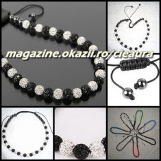 COLIER 30 PIETRE CRISTALE SWAROVSKI ALBE si NEGRE SHAMBALLA SAMBALA SHAMBALA SAMBALLA CHAMBALA 14 HEMATITE MAGNETI FASHION MEDICINAL foto