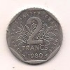 No(1) moneda-FRANTA-2 FRANCS 1980