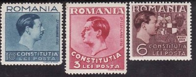 Romania 1938 - Constitutia 3v.,serie completa,neuzata foto