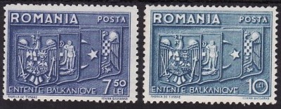 C2569 - Romania 1938 - Intelegerea Balcanica,2v.,serie completa,neuzata foto
