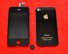 Set iPhone 4S Original negru (LCD Display retina+Touchscreen+Capac Baterie+Buton home)+Folii protectie fata-spate foto