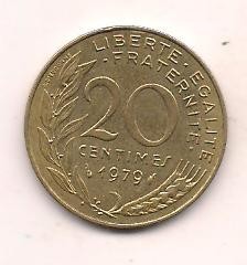 No(1) moneda-FRANTA-20 centime 1979 foto