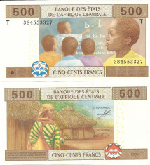 STATELE CENTRAL AFRICANE(CONGO)-500 FRANCS 2002- UNC!! foto