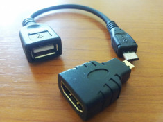 adaptor microHDMI - HDMI / microUSB - USB OTG foto