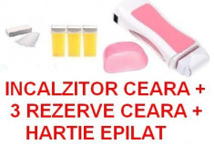 INCALZITOR CEARA APARAT EPILAT KIT SET EPILARE + 3 CARTUSE CEARA + HARTIE EPILAT foto