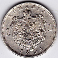 3)Moneda argint 1 leu 1894 foto