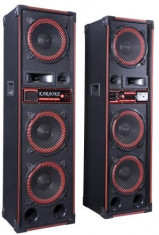 SUPER SISTEM 2 BOXE ACTIVE/AMPLIFICATE CU MIXER INCLUS,MP3 PLAYER,6 BASSI,500WATT,EFECTE VOCE+2 MICROFOANE! foto