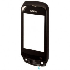 Carcasa fata cu touchscreen geam digitizer Nokia C2-03 Touch and Type neagra ORIGINALA foto