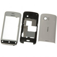 Carcasa fata cu touchscreen geam digitizer si mijloc miez corp capac spate baterie Nokia C5-03 alba ORIGINALA foto