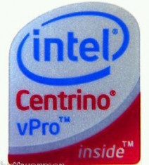 sticker insigna emblema autocolant eticheta intel centrino vPro inside pt laptop / PC calculator personal cu colt rosu originale okazie unica foto