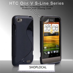 LIVRARE GRATUITA IN TARA!! HUSA eleganta Silicon S-LINE HTC One V - 2 CULORI DISPONIBILE (NEGRU SAU TRANSPARENT) + FOLIE PROTECTIE ECRAN foto
