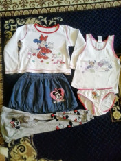 set 5 piese disney miki mouce originale mas 2-4 ani fustita bluzita colant maieu chilotel foto