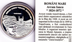 Seria ROMANI MARI,Avram Iancu,argint pur 0,999;10,37 gr foto