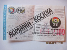 Bilet meci fotbal ROMANIA - BOLIVIA 20.04.1994 foto