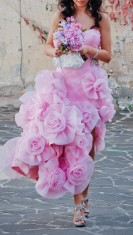 Rochie Altesse, roz pal, model mireasa, cu trena foto
