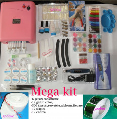 Mega Kit unghii false Lampa unghii 36W+freza unghii+curs unghii cadou tips,lipici,primer,slipici,perie,gel color,3in1,pila foto