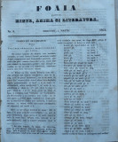 Foaia pentru minte , inima si literatura , nr. 1 , 1853 , Brasov , Muresanu