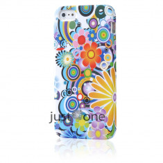 Husa florala silicon iphone 5 + folie display