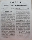 Cumpara ieftin Foaia pentru minte , inima si literatura , nr. 43 , 1853 , Brasov , I. Muresanu