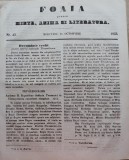 Foaia pentru minte , inima si literatura , nr. 43 , 1853 , Brasov , I. Muresanu, Alta editura