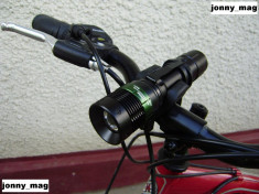 Far Bicicleta PROFY cu Dimmer Zoom si Led CREE XPE-Q5 + Acumulator 18650 din Gama Power Style + Suport Rotativ + Stop 5 Leduri (Pachet Complet / NOU) foto