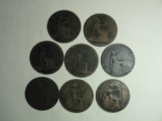 ANGLIA - LOT DE 8 MONEDE - ONE PENNY - ANI DIFERITI 1863 - 1918 foto