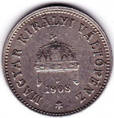 1) Ungaria Transilvania Austria 10 Filler 1908 luciu,a.UNC foto