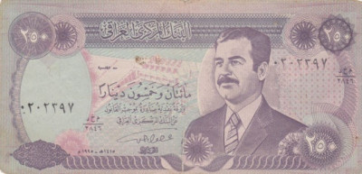 IRAK ; 250 DINARI 1990 ; SADAM HUSSEIN foto