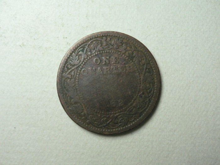 COLONIE ENGLEZA - INDIA - ONE QUARTER ANNA - 1862 - REGINA VICTORIA