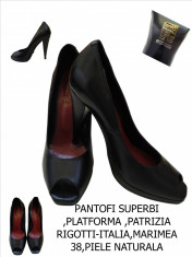 PANTOFI PIELE ,PLATFORMA ,MADE IN ITALIA-PATRIZIA RIGOTTI,LIVRAREA Gratuita foto