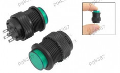 Push buton cu retinere, verde, cu LED, 3A, 250V, 29x18mm - 124754 foto