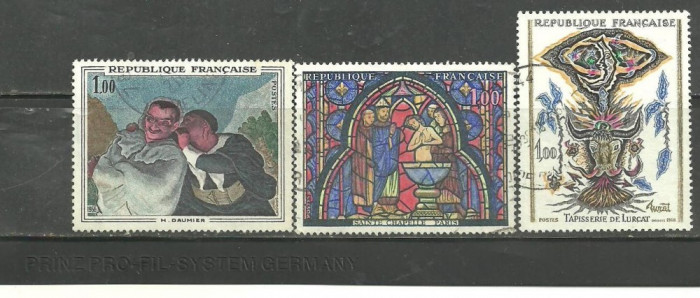 FRANTA 1966 - PICTURA DAUMIER, TAPISERIE, VITRALIU, timbre stampilate, R8