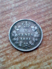 CANADA-5 CENTS 1881- AG. foto