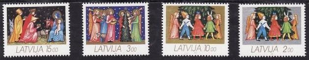 Letonia 1992 - Yv.no.308-11 craciun,serie completa,neuzata,