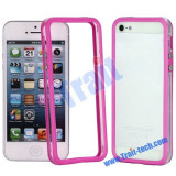 Bumper roz transparent iphone 5 5G + folie protectie ecran