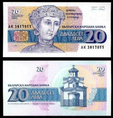 BULGARIA 20 LEVA 1991 UNC foto