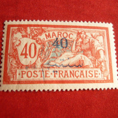 Timbru 40C pe 40C rosu Maroc ocup.Franceza1911 .nestamp.cu sarniera