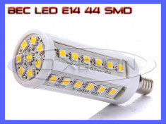 BEC ECONOMIC CU LED E14 DULIE MICA - 44 SMD 5050 - 7W ECHIVALENT 60W - ILUMINARE PENTRU CASA, INTERIOR - CULOARE ALB CALD, ALB RECE - ALIMENTARE 220V foto