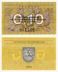 Lituania 0.10 talonas 1991 UNC, 2 bucati, 3 roni bucata foto